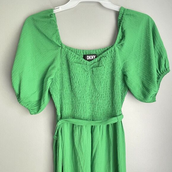 DKNY Dress NO SIZE TAG S Tiered Belt Peasant Coastal Cowgirl Rodeo Puff Milkmaid - Picture 7 of 15